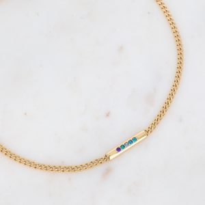 Collier Issa avec barre sertie acier inoxydable