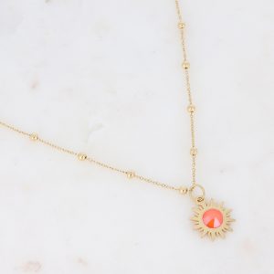 Collier Siloané orange néon acier inoxydable