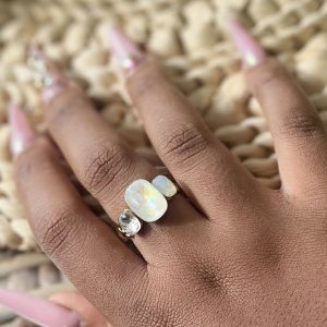 Bague 3 cristaux en acier inoxydable